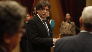 El ’president’ Carles Puigdemont, en el debate de política general en el Parlament.