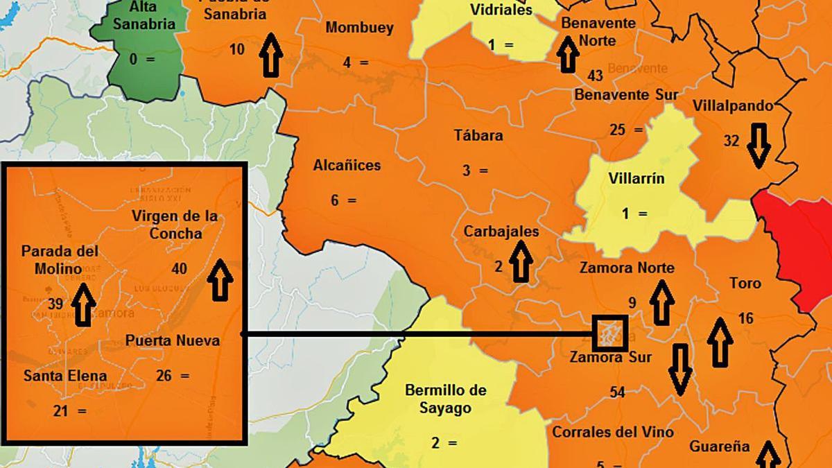 Situación por zonas básicas de salud de los PCR positivos en los últimos siete días. | Sacyl