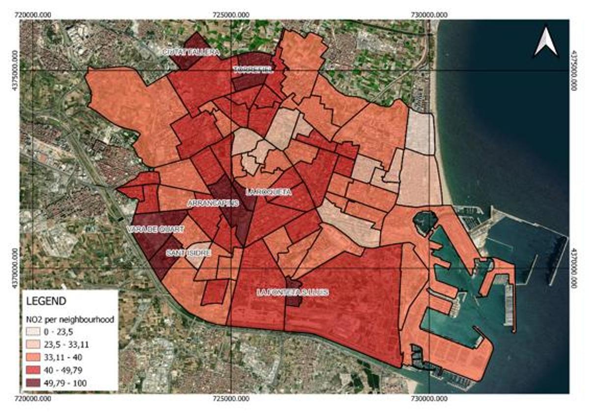 Mapa de niveles de contaminación