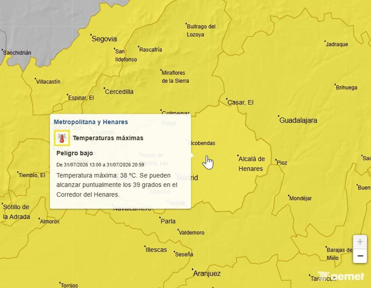 Mapa de avisos para este viernes