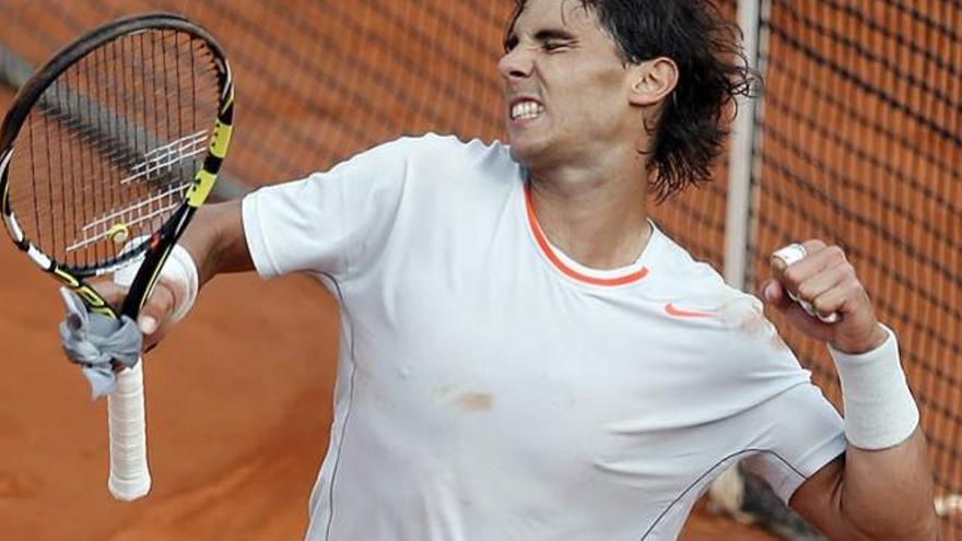 Rafa Nadal celebra su victoria ante Wawrin