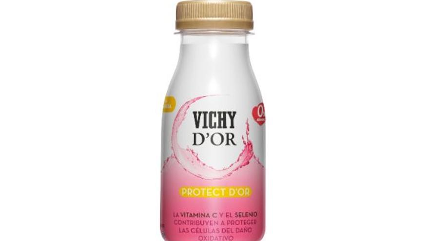 Protect d’Or es una una bebida funcional, elaborada a partir de agua de calidad Vichy Catalan con la pureza de Font d’Or y una combinación de zumo de granada, extractos de frutas y vegetales