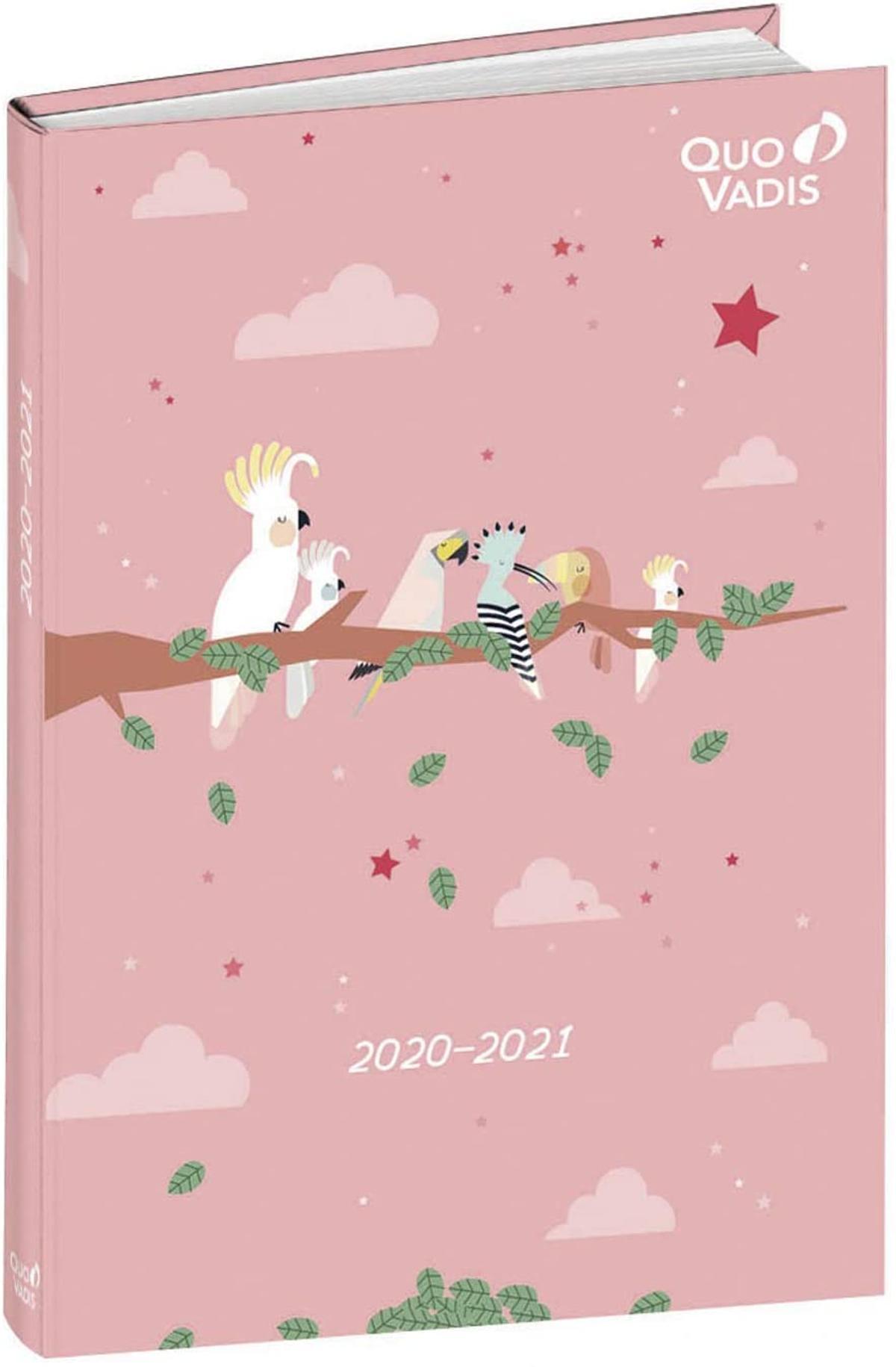 Agenda con pájaros tropicales y fondo rosa Agenda con pájaros tropicales y fondo rosa