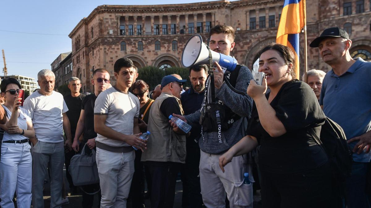 Una protesta en Armenia contra la ofensiva de Azerbaiyán en el Alto Karabaj.