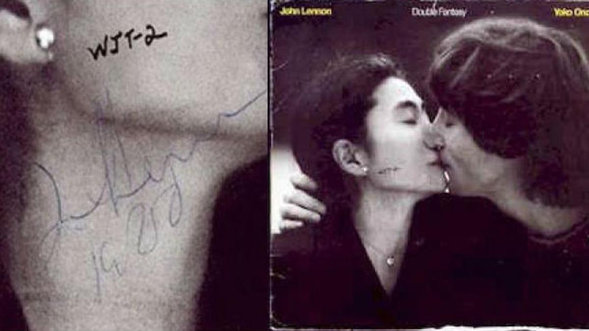 La firma de Lennon en el disco de su asesino.