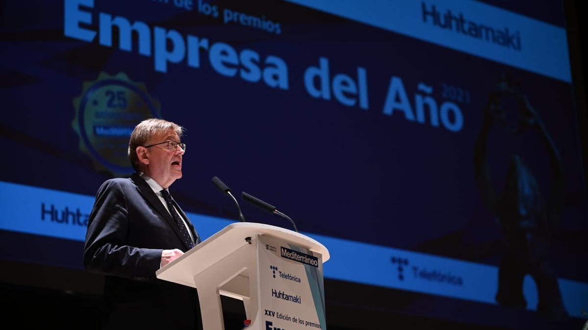 Ximo Puig, en el acto de Empresa del Año celebrado este martes en el Auditori de Castelló.