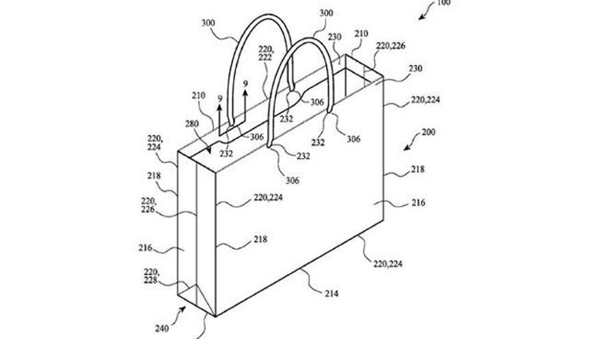 Imagen de la bolsa patentada por Apple.