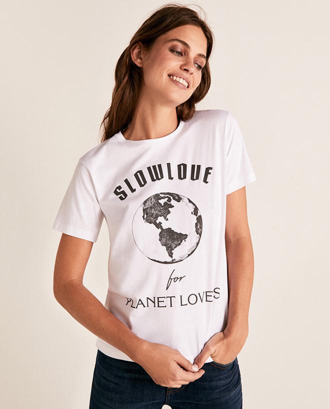 Camiseta 'Planet White', de Slow Love &amp; Cortefiel