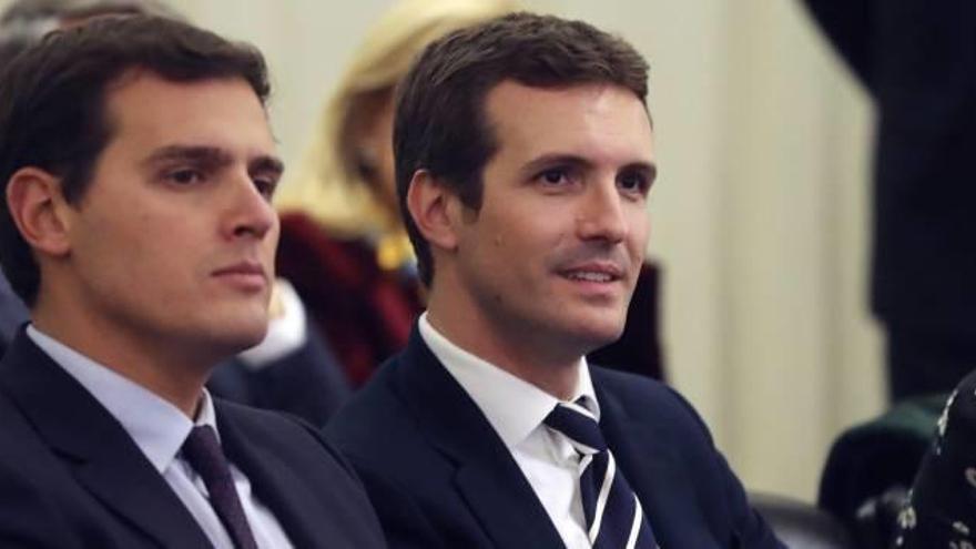 El líder de Cs, Albert Rivera y el del PP, Pablo Casado.