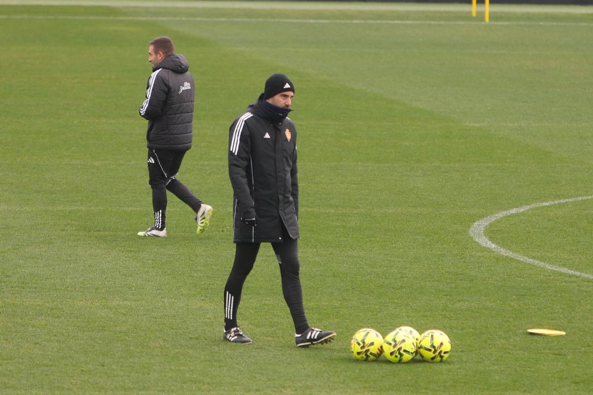 Rubén Sellés durante el entrenamiento de esta mañana en el Ibercaja Estadio