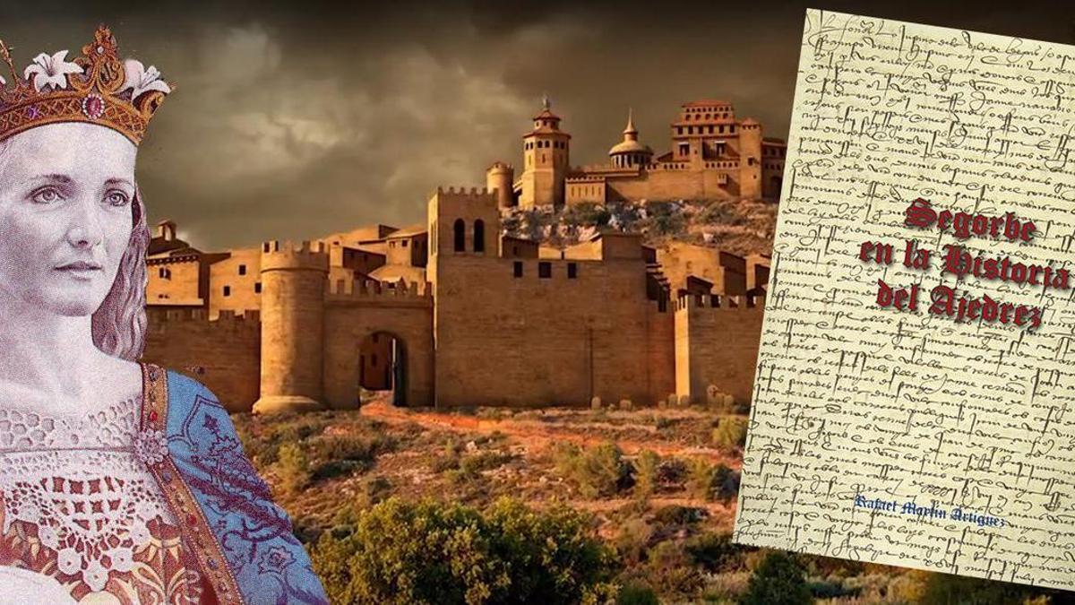 María de Luna (Amat Bellés), el castillo de Segorbe y la portada del nuevo libro.