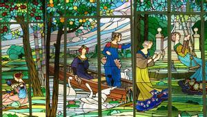 Fargmento de las vidrieras de Les dames de Cerdanyola.