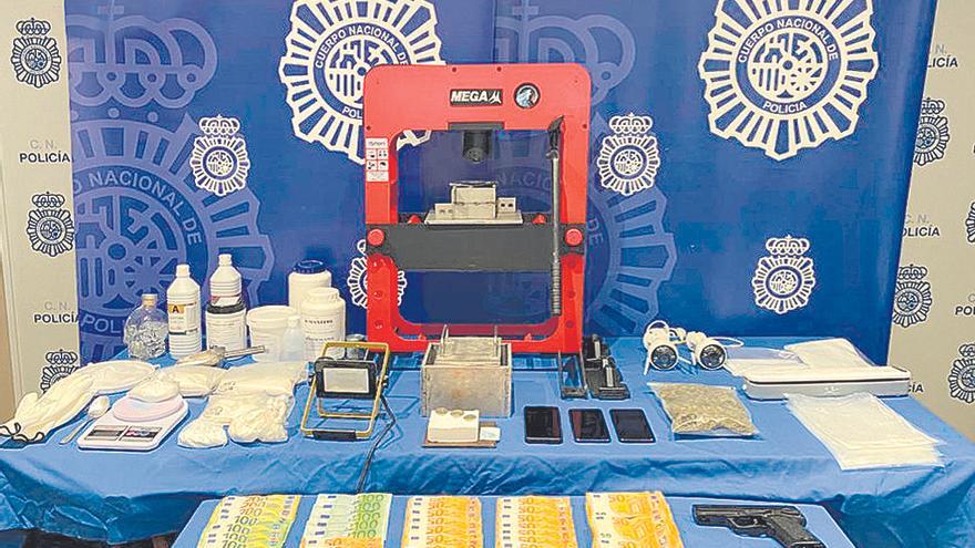 Prensa de cocaína intervenida en Palma.