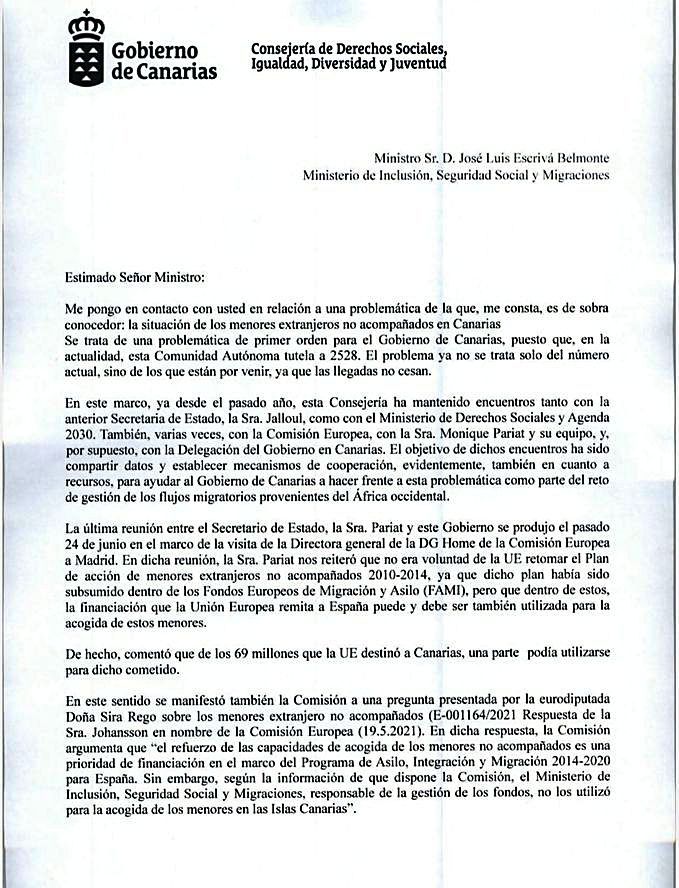 Escrivá no responde al SOS de las Islas para que ayude con los menores 