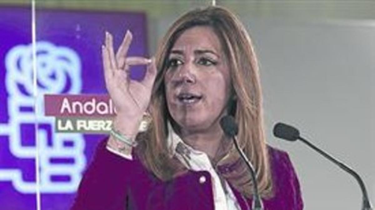 Susana Díaz, en un acto con candidatos, el sábado, en Sevilla.