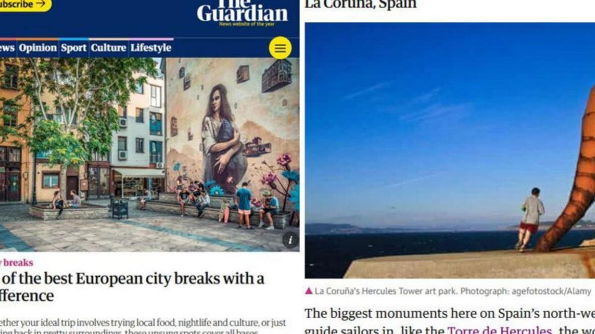 Imágenes del artículo que recomienda A Coruña en ‘The Guardian’.