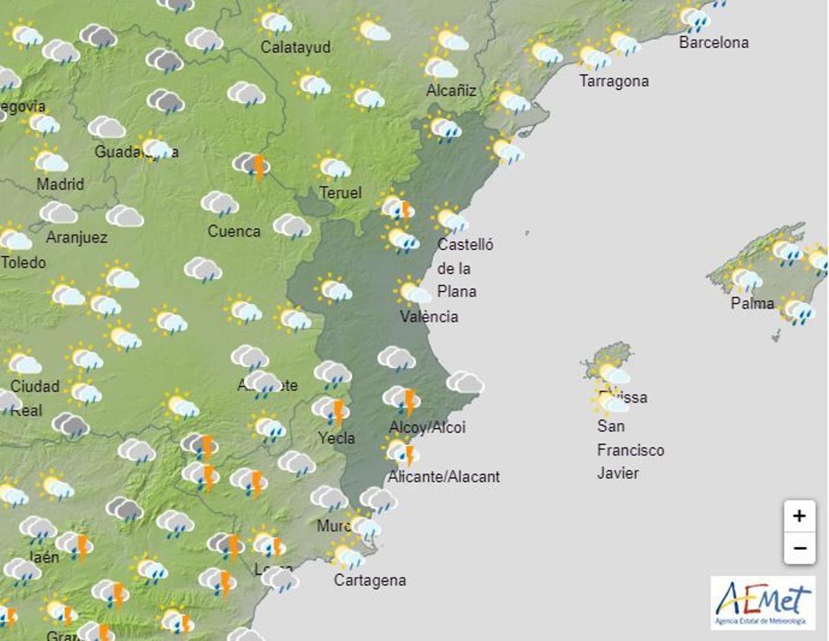 Tiempo previsto en la Comunitat Valenciana para el fin de semana