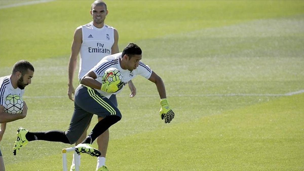 Keylor Navas, en un entrenamiento del Real Madrid.