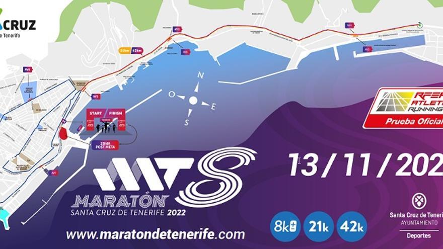 Cortes de tráfico y prohibición de aparcamiento en Santa Cruz por el Maratón de Tenerife