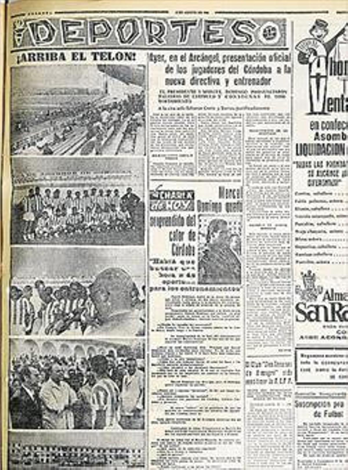 Hace 50 años Viernes, 5 de agosto de 1966 Presentación de los jugadores a la directiva y entrenador