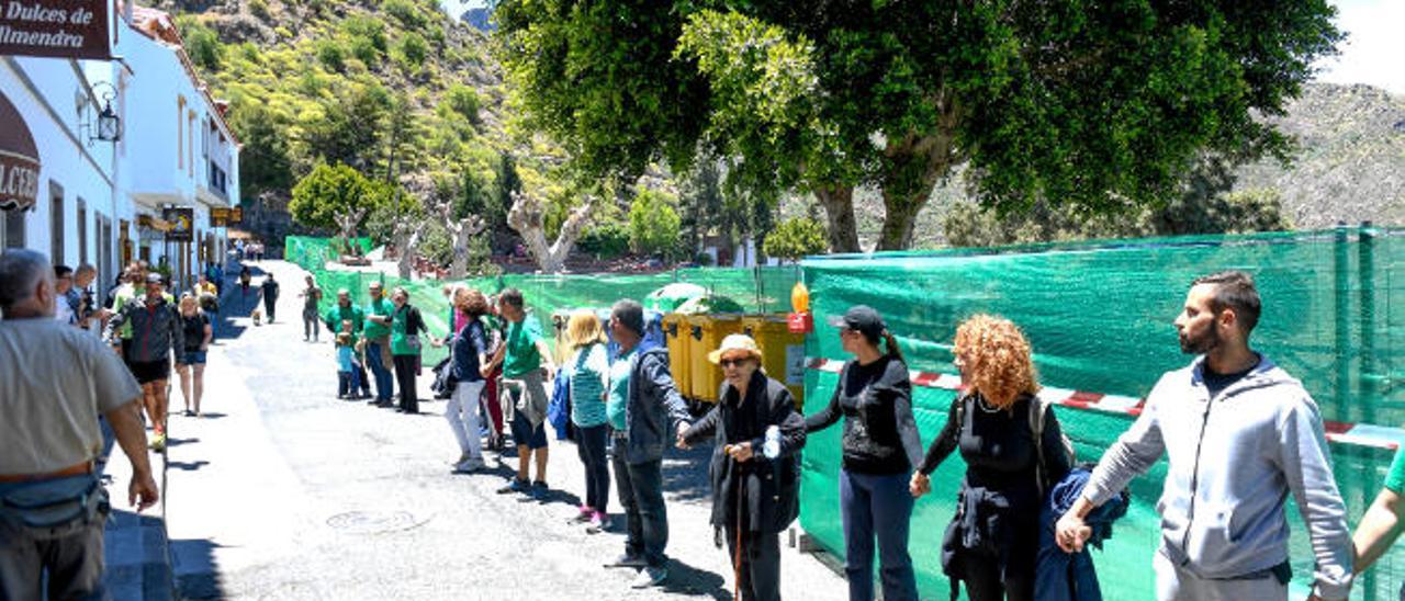 Manifestación en Tejeda contra el traslado de árboles en mayo de 2018