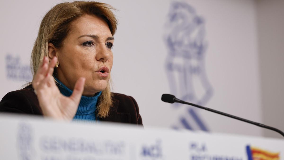Susana Camarero interviene en la rueda de prensa posterior al pleno del Consell, este martes.