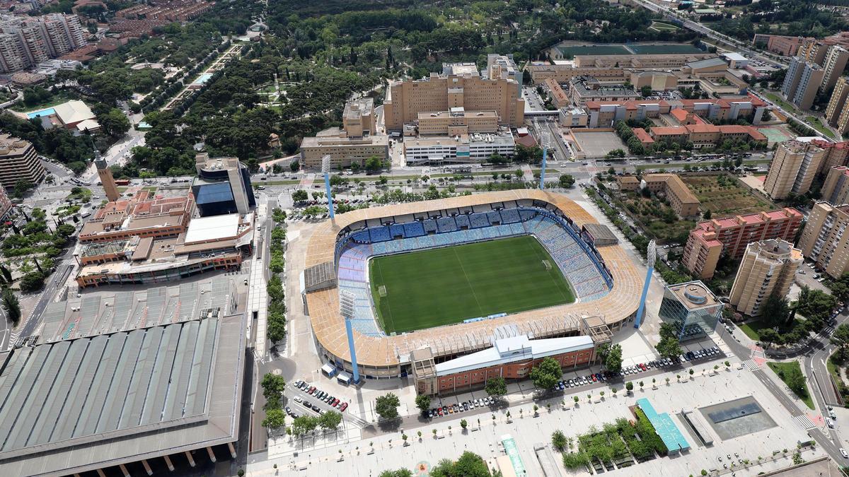 Vista panorámica de La Romareda en la actualidad