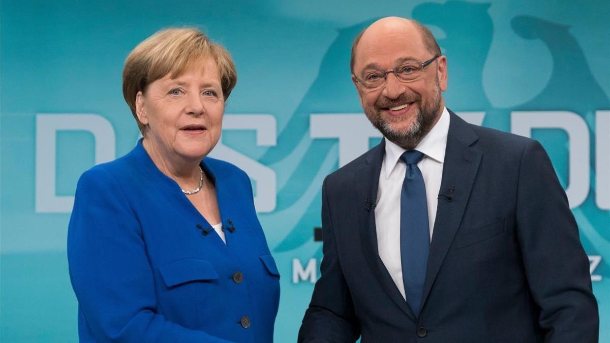 Merkel y Schulz debate electoral