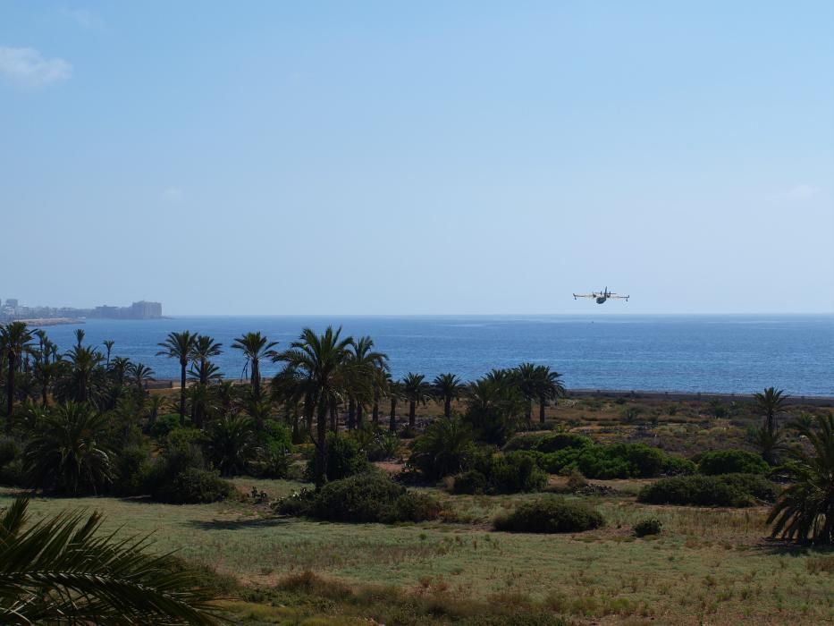 El Grupo 43 del Ejército del Aire, que opera bajo la dirección del Ministerio de Transición Ecológica en la lucha contra los incendios forestales, ha realiza entrenamientos en aguas de Torrevieja,