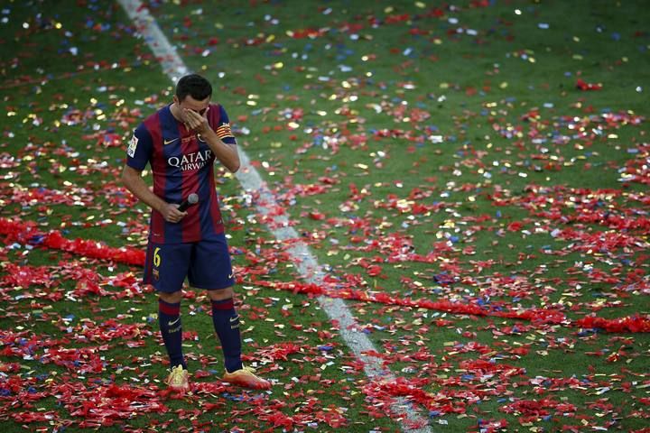 Homenaje a Xavi en el Camp Nou