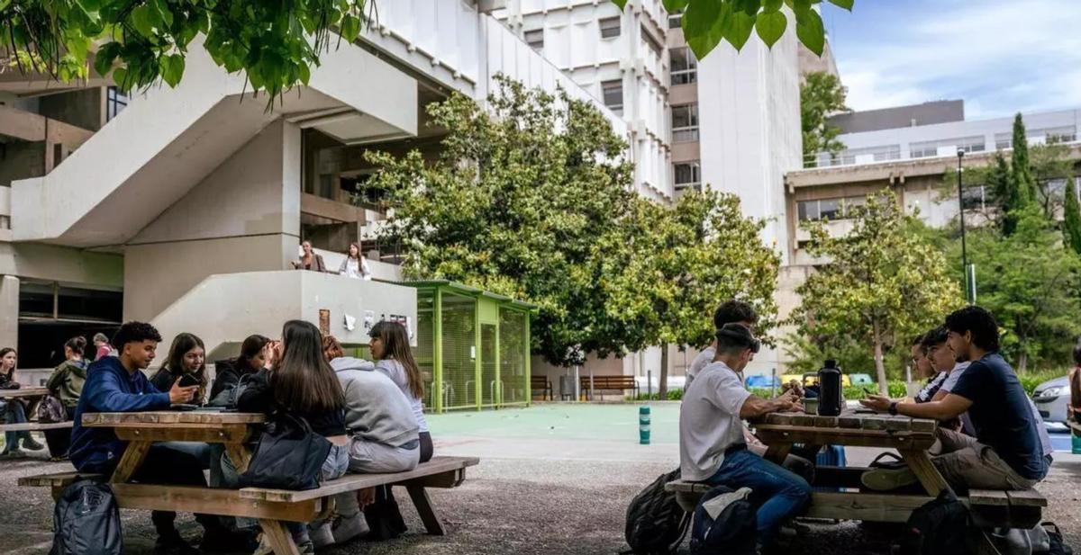 Alumnes descansant, entre classe i classe, en un dels campus de la UAB