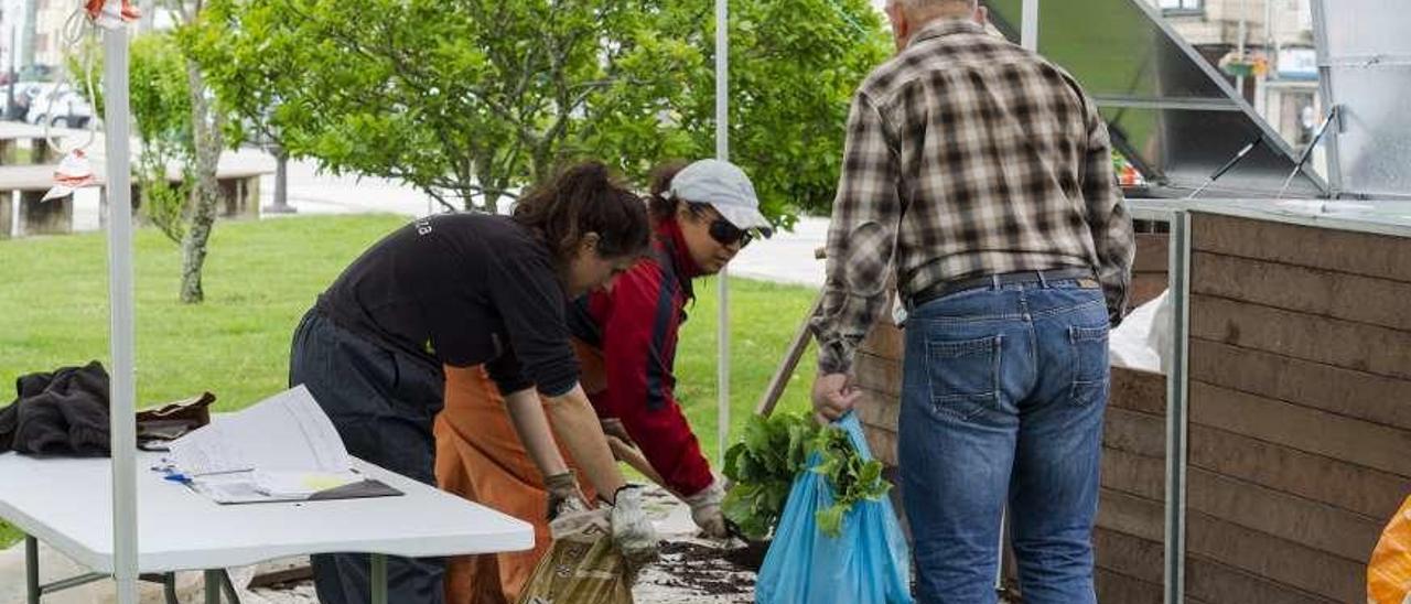 Moaña reparte 500 kilos de compost en la alameda. La técnica compostera de Moaña realizó ayer un nuevo reparto de compost en los depósitos de la alameda del centro. Se repartieron un total de 500 litros de abono natural con una madurez de cuatro meses. Todo el producto se agotó a las 12.30 horas. Una familia más se anotó al programa que permite reducir los residuos orgánicos. Gonzalo Núñez