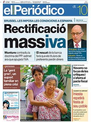 Portada d’EL PERIÓDICO del 10 de juliol del 2012.