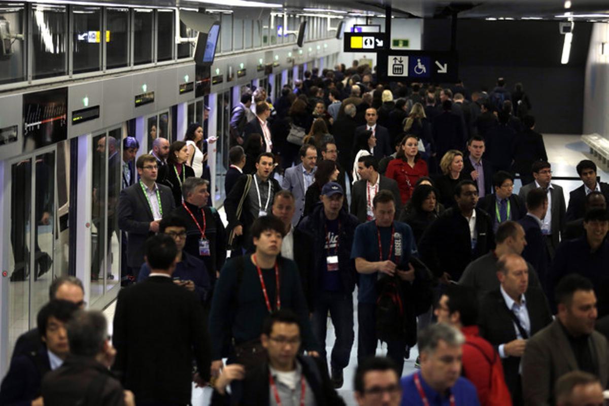 Huelga de metro durante el Mobile World Congress, el 24 de febrero del 2016.