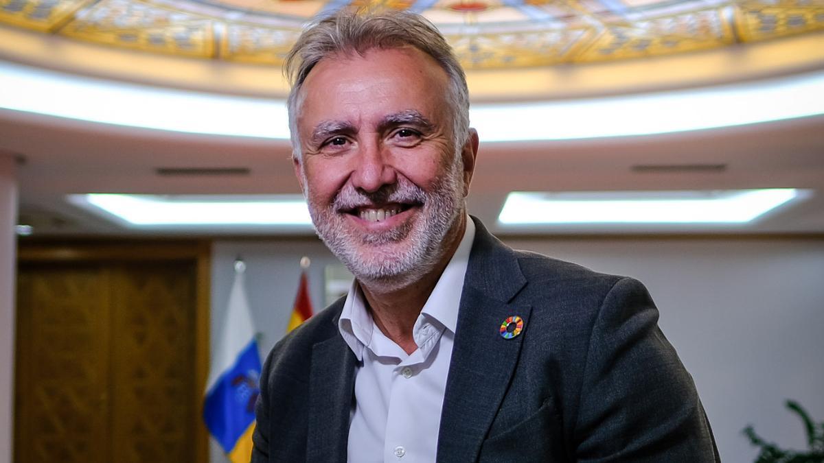 El presidente del Gobierno en funciones, Ángel Víctor Torres, en la sede de Presidencia de la capital grancanaria.