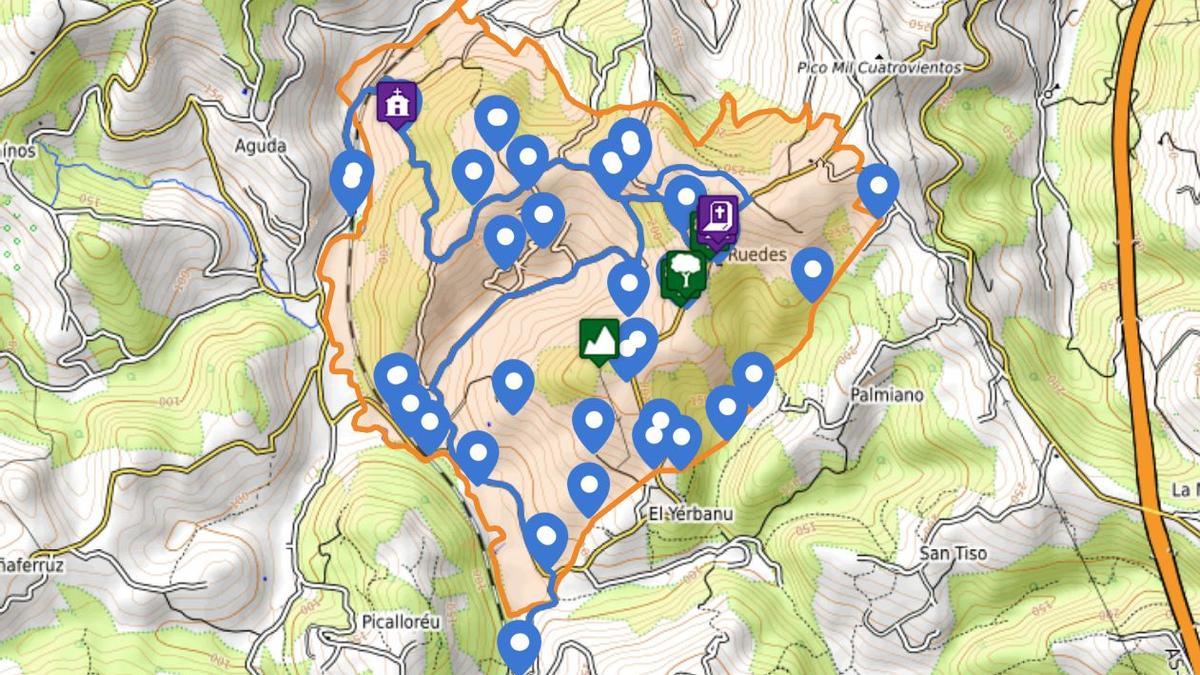 Mapa de la ruta por Ruedes.