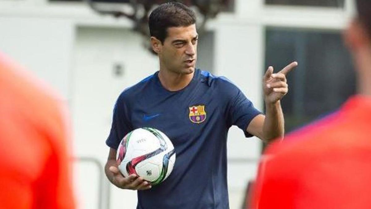 Gerard López, en uno de los entrenamientos del Barça B.