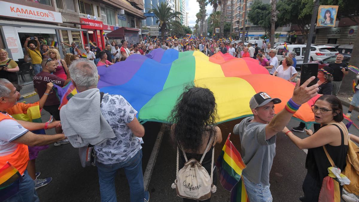 Un instante de la manifestación celebrada este sábado en la capital grancanaria.