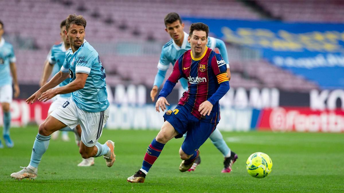 Messi durante el partido ante el Celta