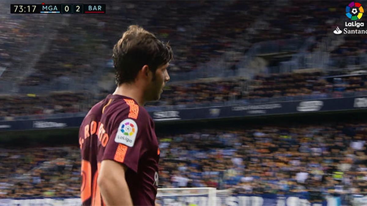 LALIGA | Málaga - FC Barcelona (0-2): Sergi Roberto se fue dolorido del terreno de juego