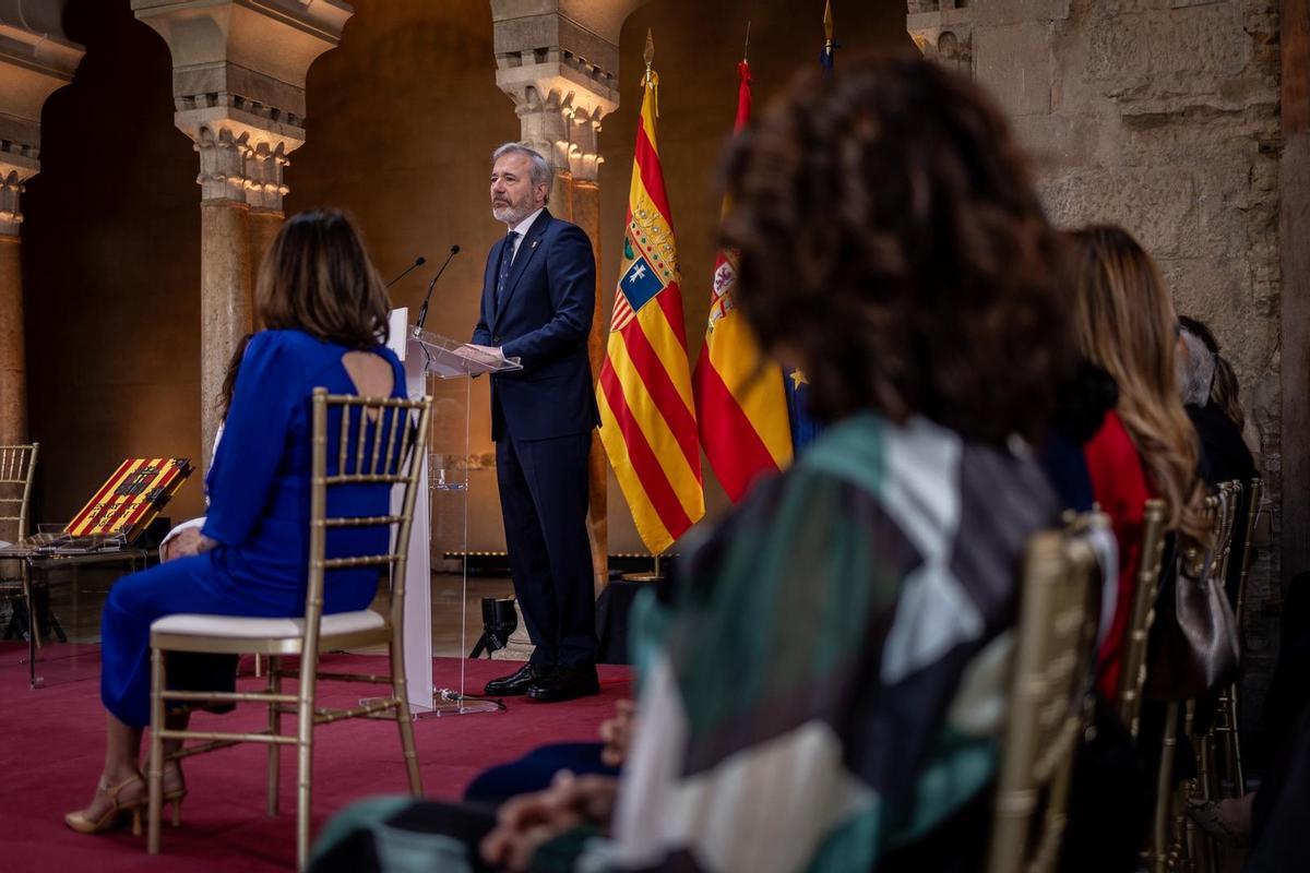 Jorge Azcón durante su discurso en el Día de Aragón.
