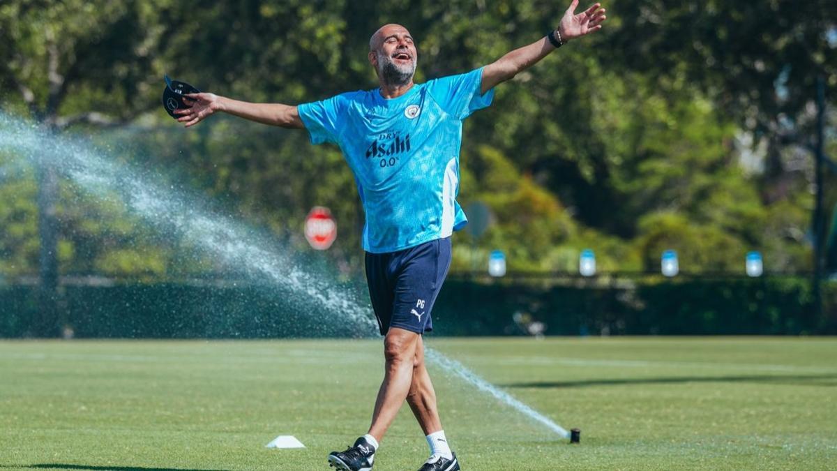 Pep Guardiola, el entrenador del Manchester City, durante una sesión de trabajo en Estados Unidos. Pep Guardiola, el entrenador del Manchester City, durante una sesión de trabajo en Estados Unidos.