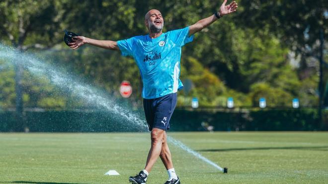 Pep Guardiola, el entrenador del Manchester City, durante una sesión de trabajo en Estados Unidos.
