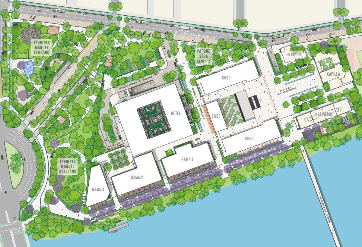 Mapa de cómo quedará toda la reurbanización exterior e interior de KKH en Altadis