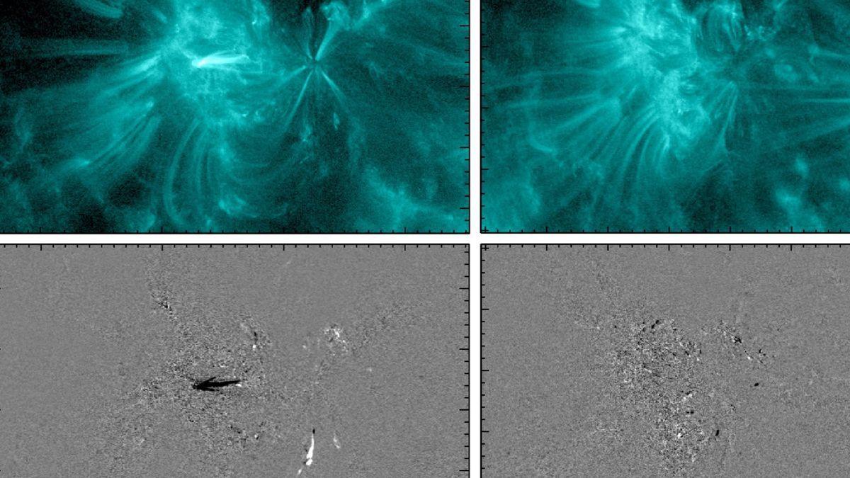 Imágenes de una región solar activa (NOAA AR 2109) tomadas por el SDO de la NASA.