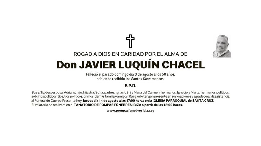 Esquela Javier Luquín Chacel