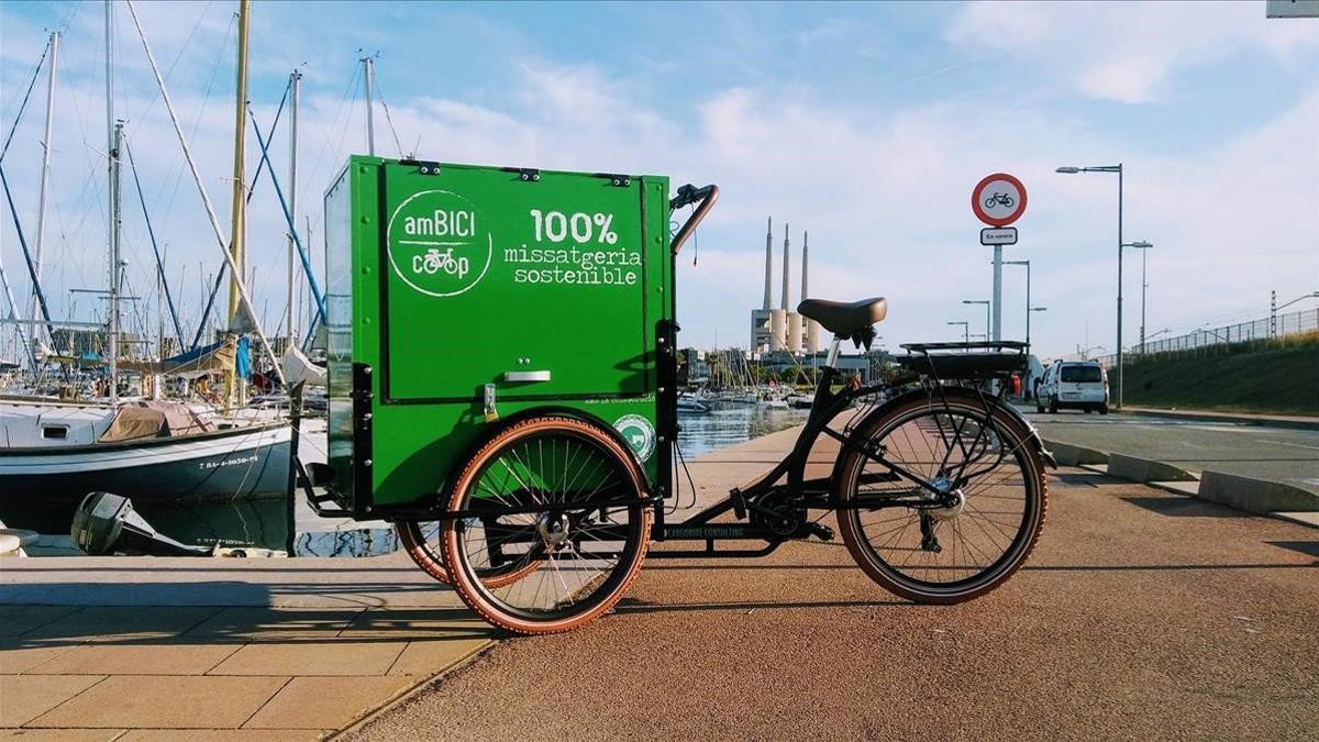 Triciclo de reparto de la cooperativa de Badalona Ambici, beneficiaria de una línea de ayudas del AMB