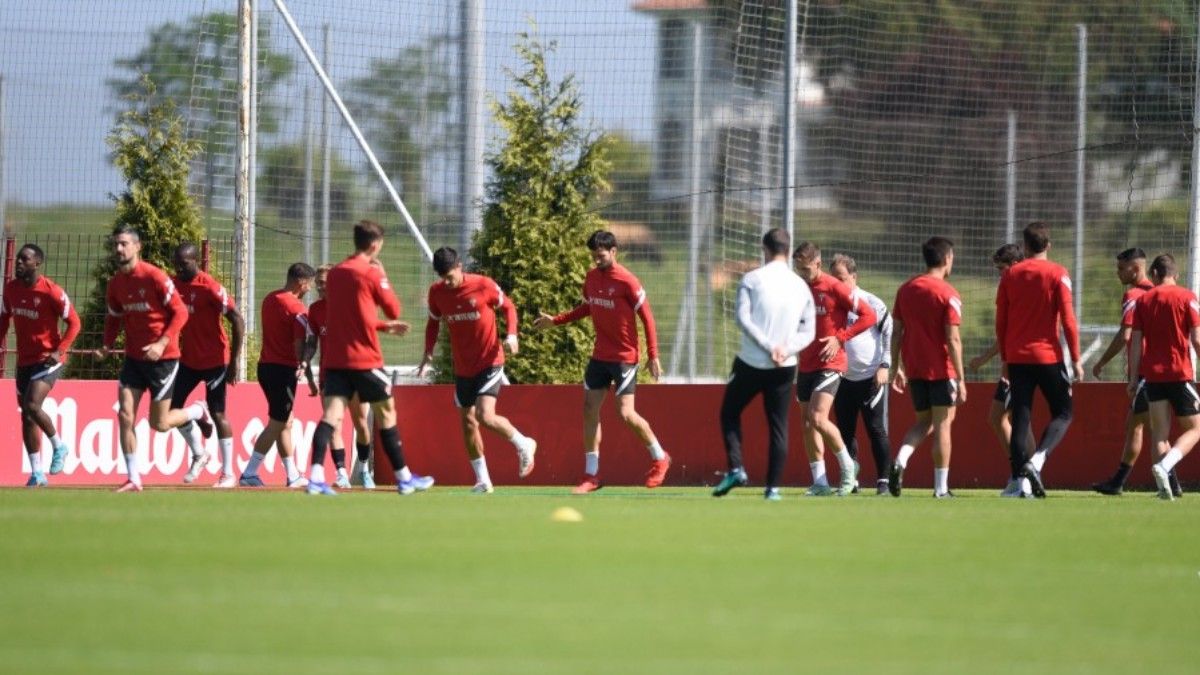 El Sporting, en un entrenamiento