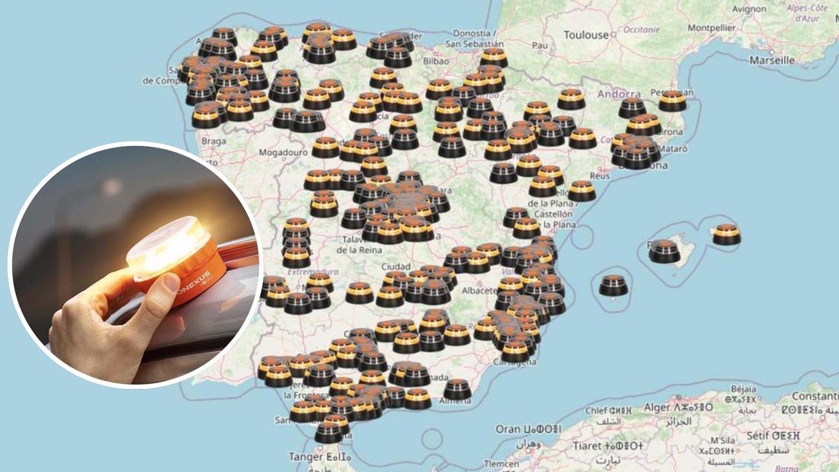 El mapa que muestra las balizas activas