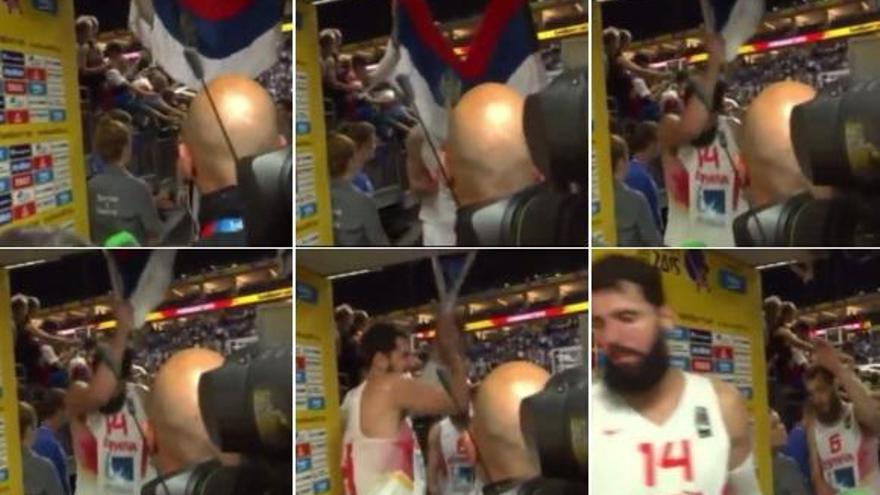 Secuencia de la reacción de Mirotic con la bandera serbia.